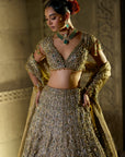 Antique Emerald Lehenga Set