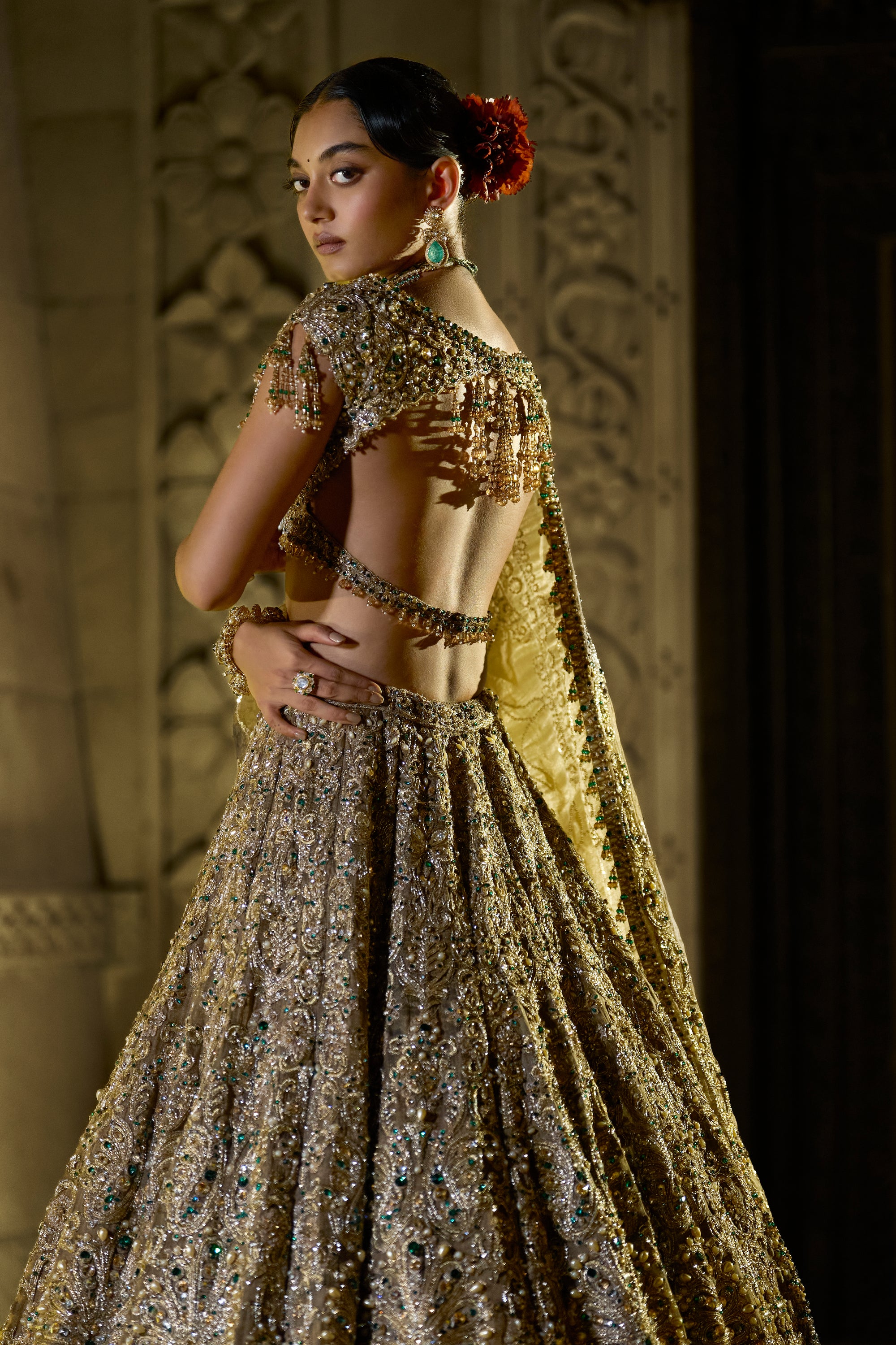 Antique Emerald Lehenga Set