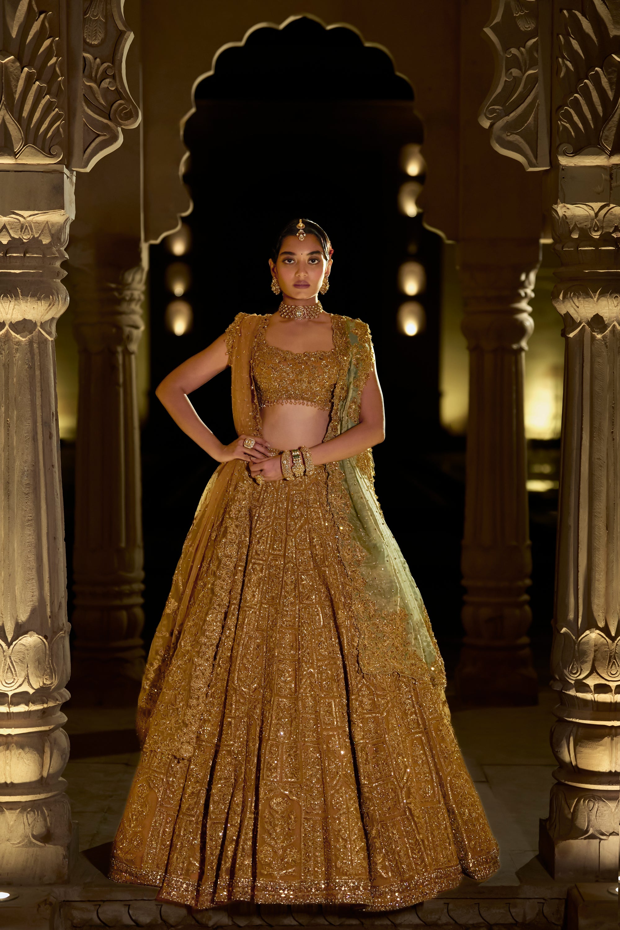 Antique Gold Lehenga Set