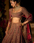 Plum & Maroon Zardosi Lehenga Set