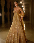Antique Gold Multi-Coloured Stone Lehenga Set