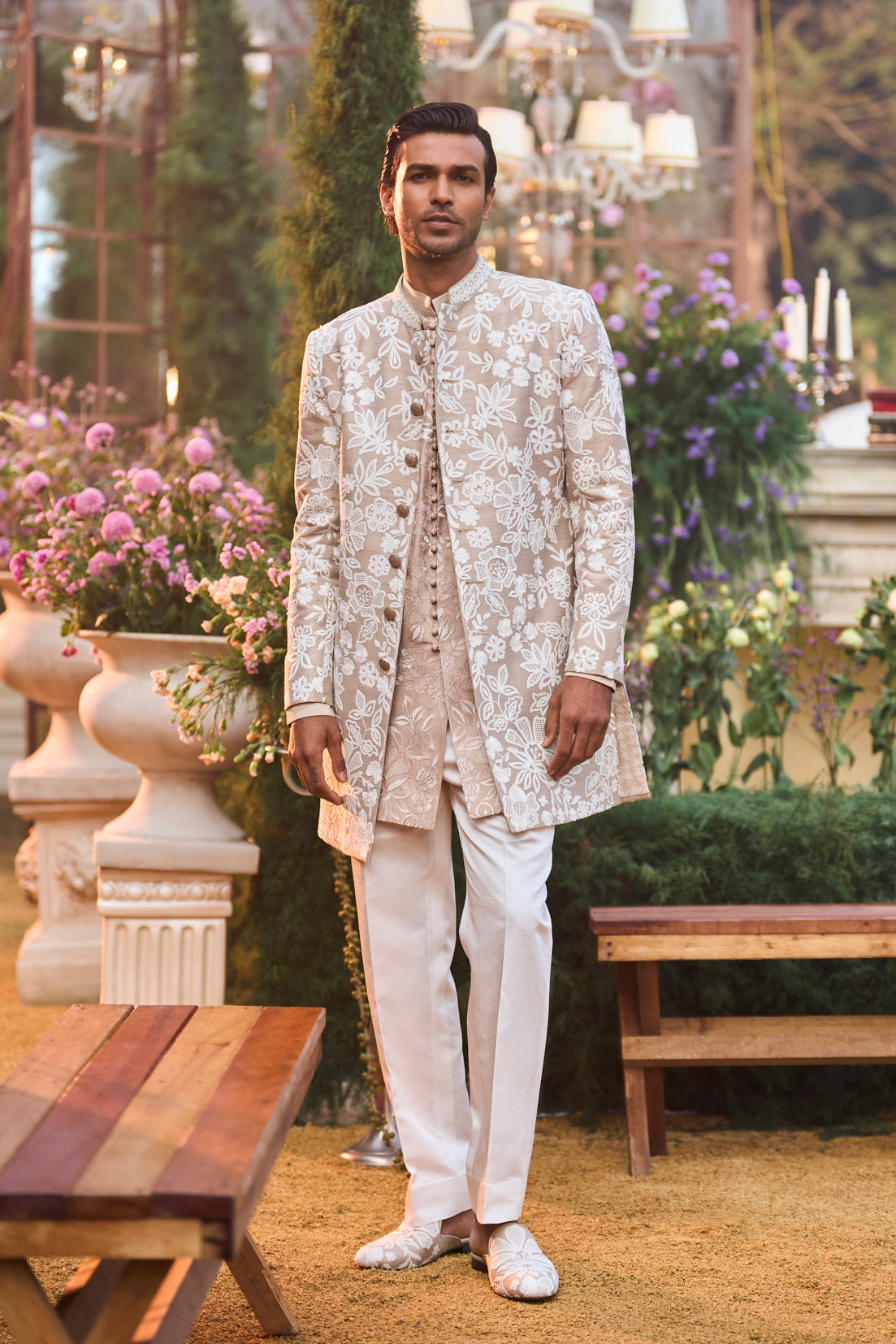 Nude Dori Sherwani Set