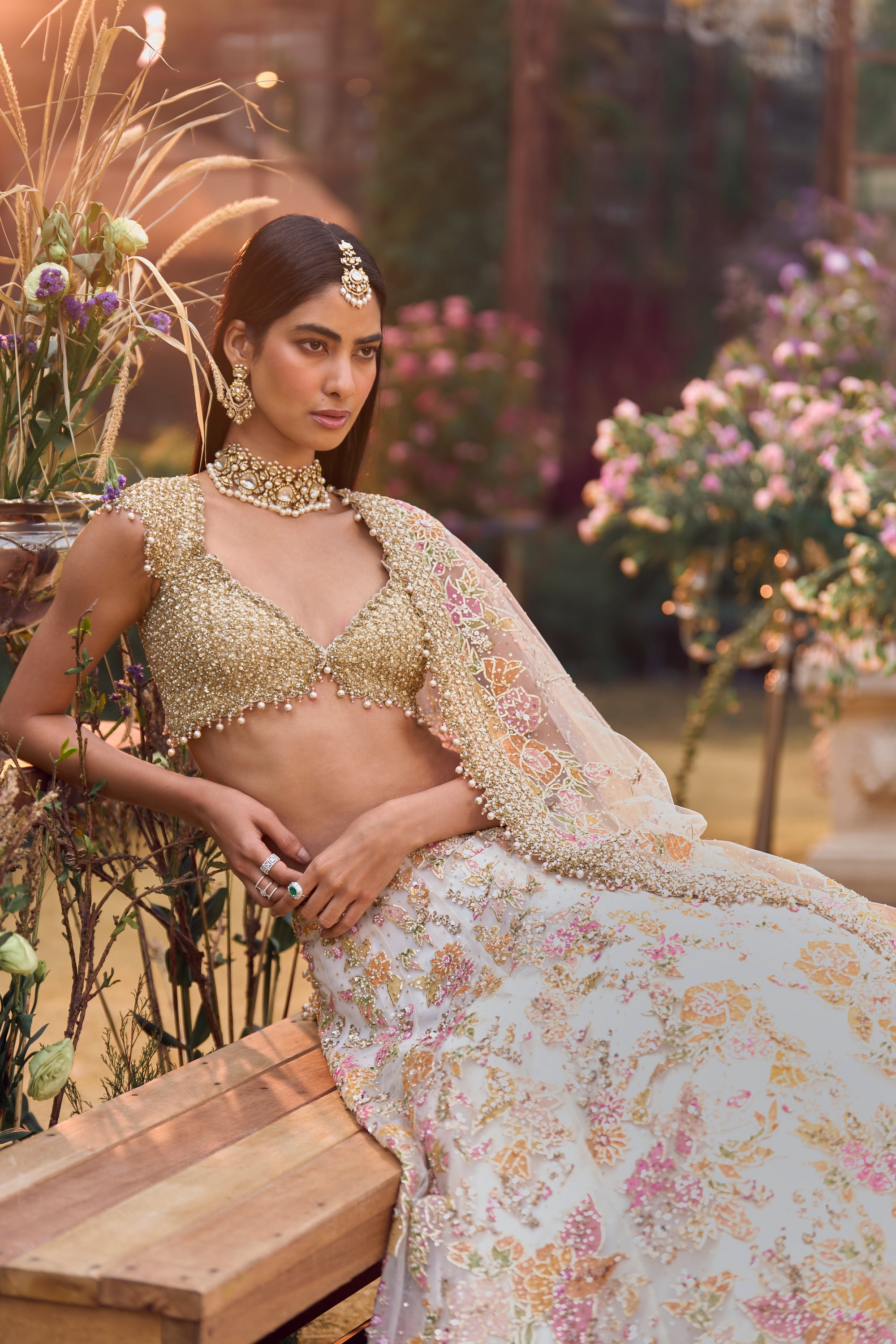 Multi-Coloured Applique Lehenga Set