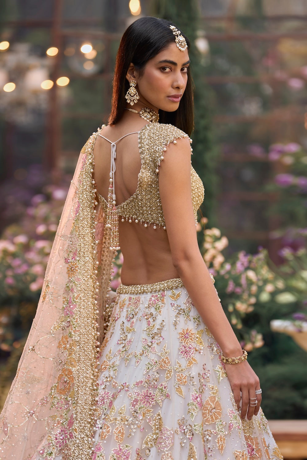 Cream Gold Flora Lehenga Set