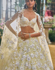Lime Yellow Floral Lehenga Set