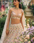 Powder Peach Floral Lehenga Set
