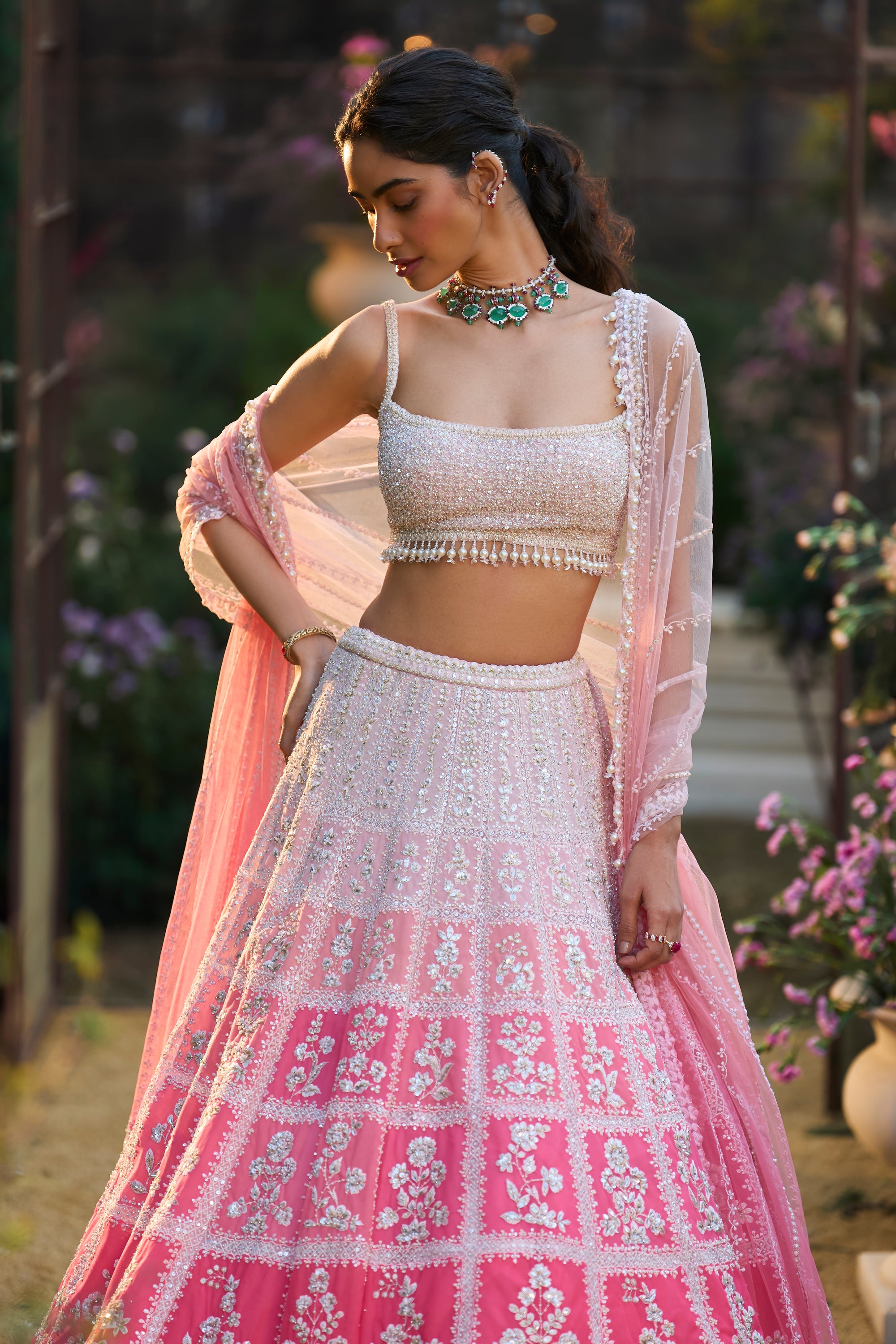Ombre Pink Lehenga Set