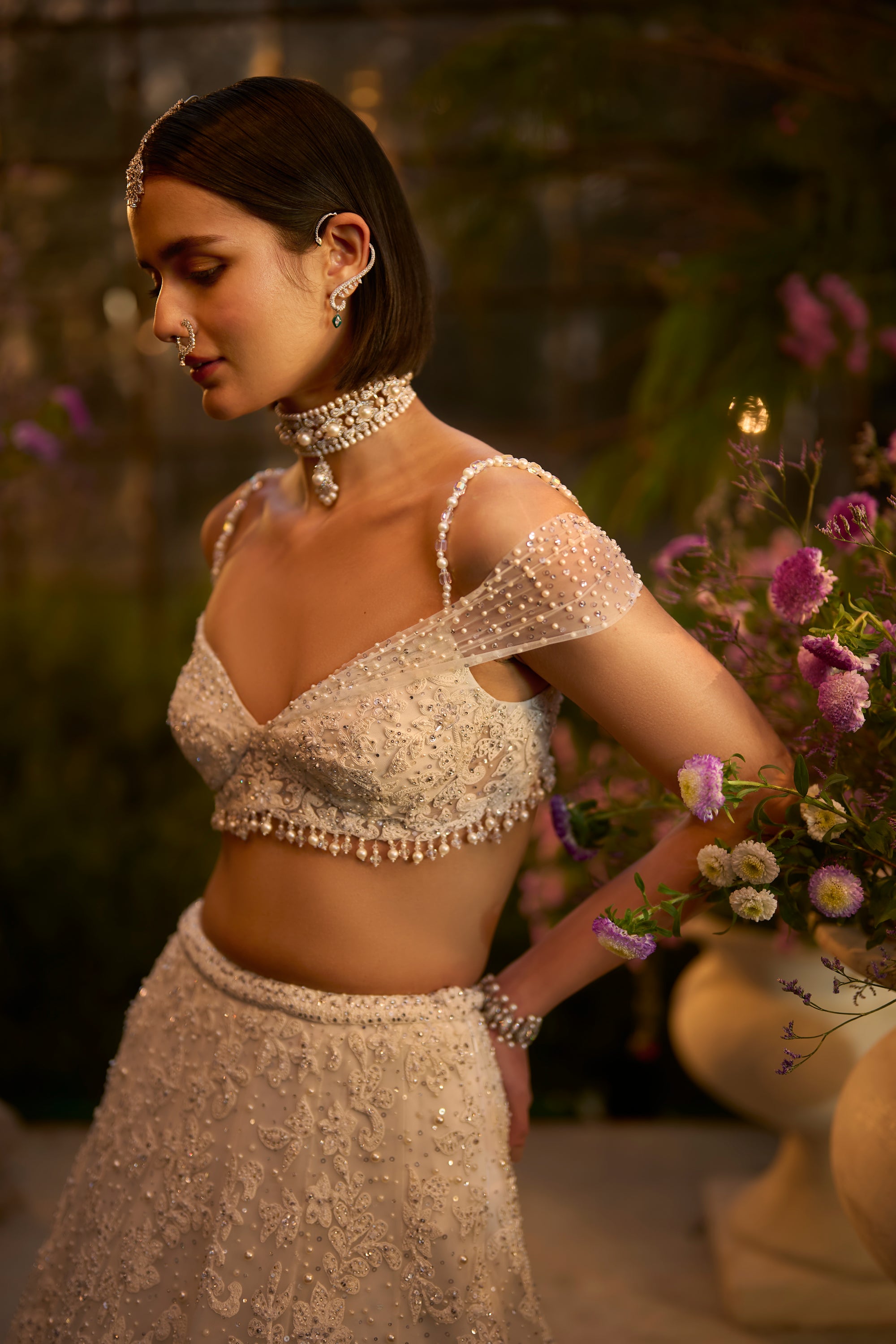 Ivory Floral Lehenga Set