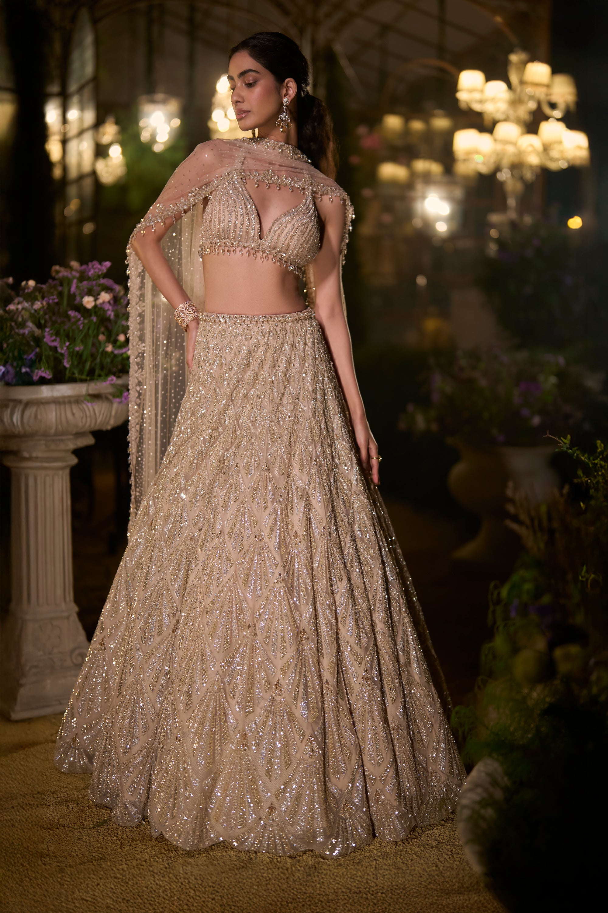 Coffee Sequin Lehenga Set