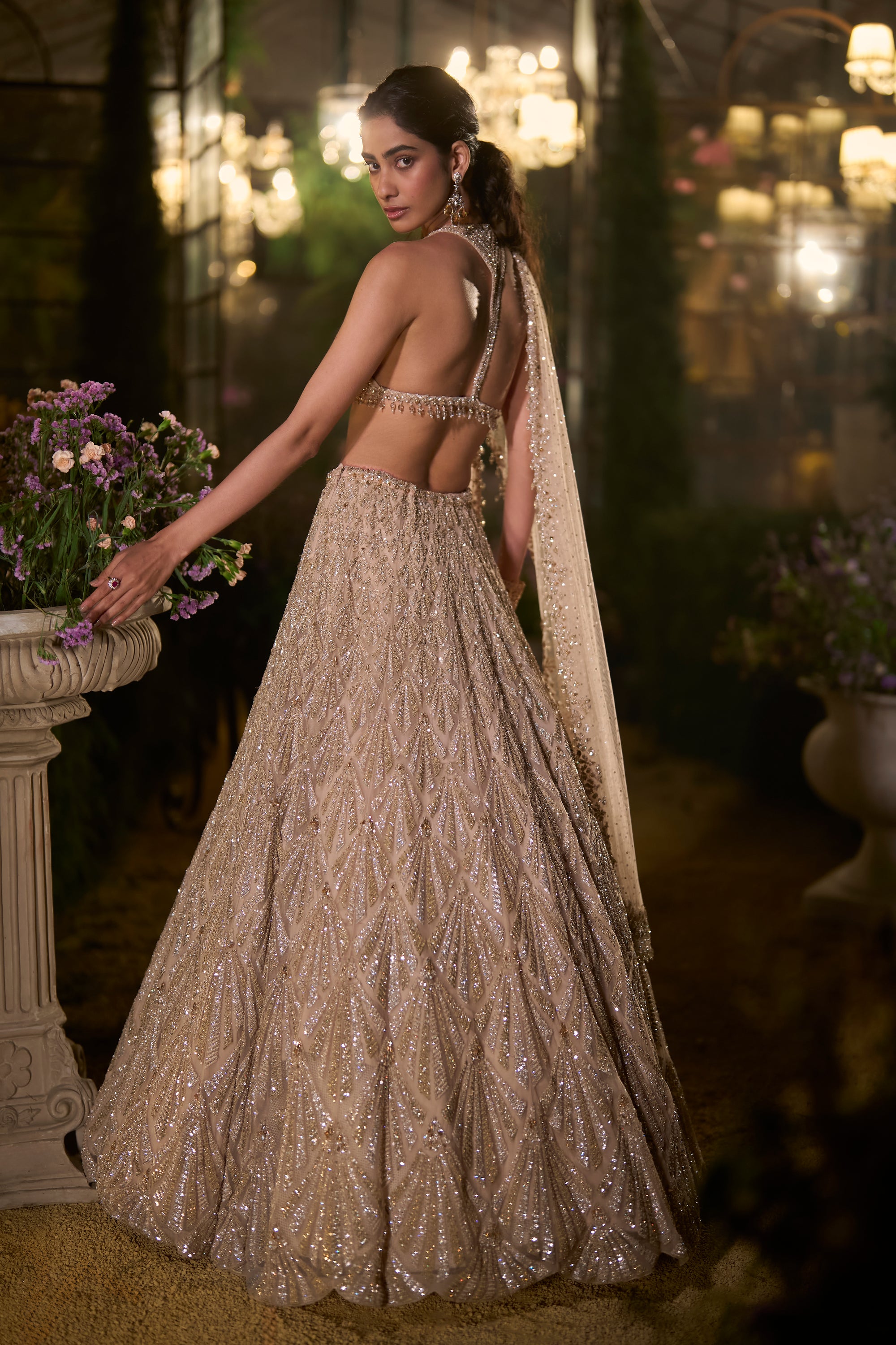 Coffee Sequin Lehenga Set