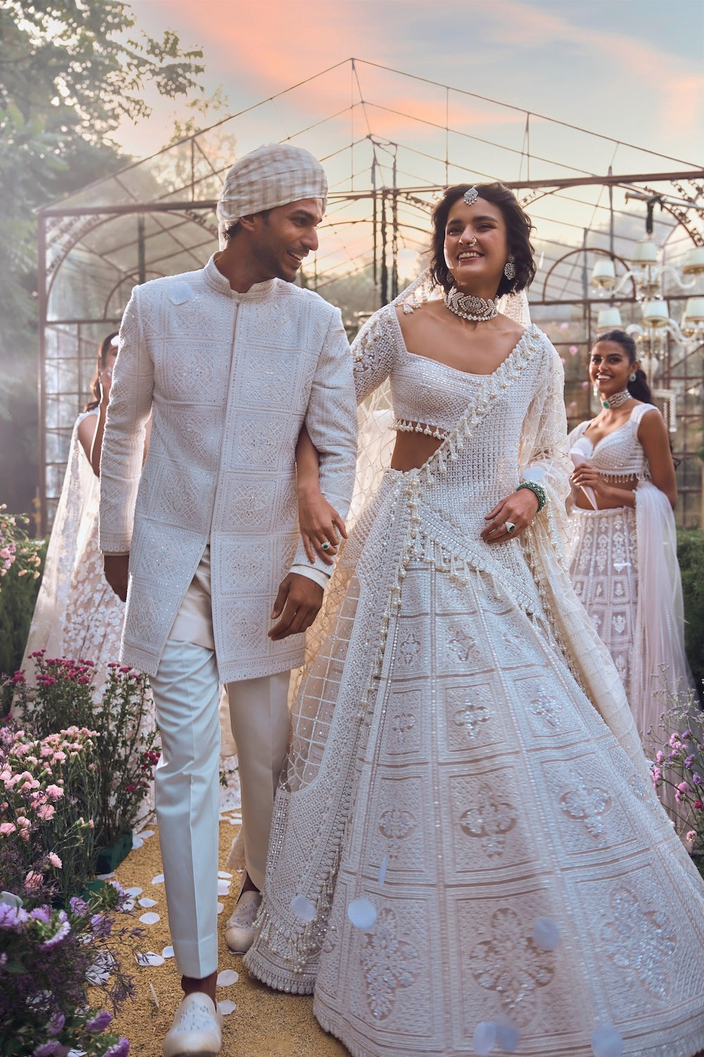 Ivory Geometric Sherwani Set