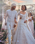 Ivory Geometric Sherwani Set
