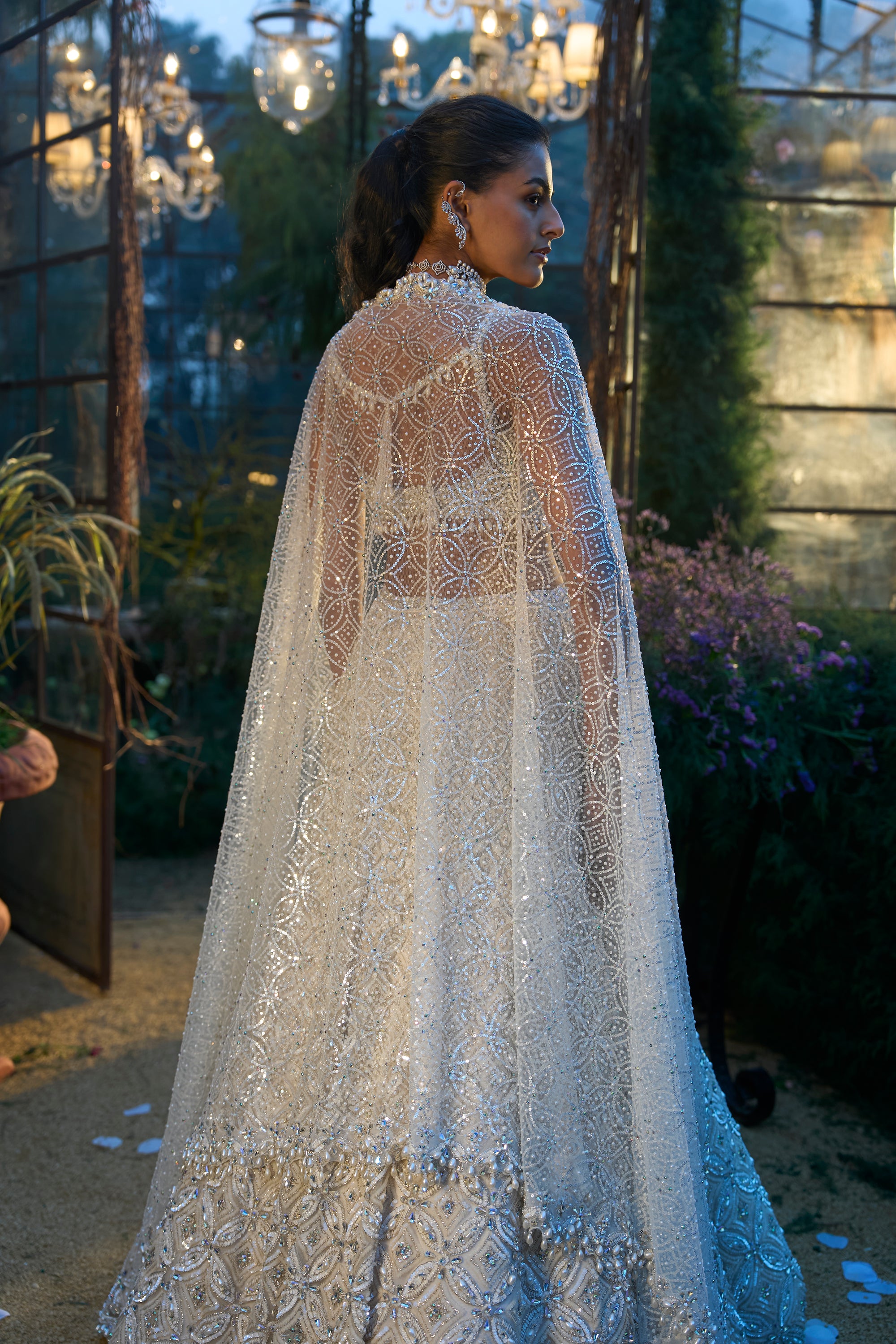 Ivory Pearl &amp; Sequin Lehenga Set