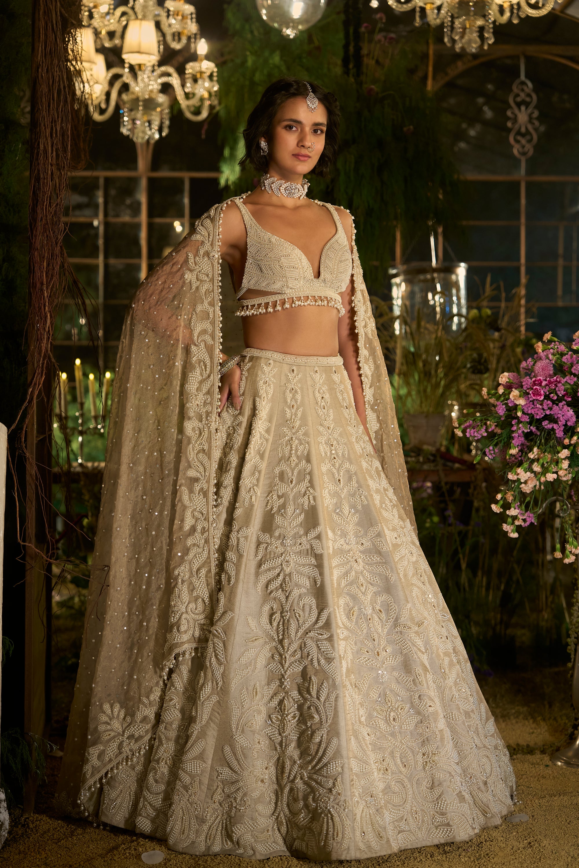 Champagne Pearl Lehenga Set