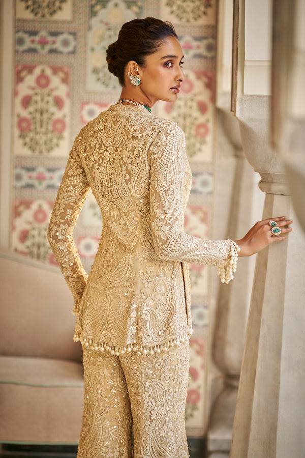 Nude Paisley Sharara Set Back