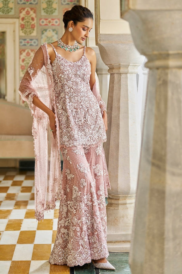 Mauve Sequin Sharara Set Full