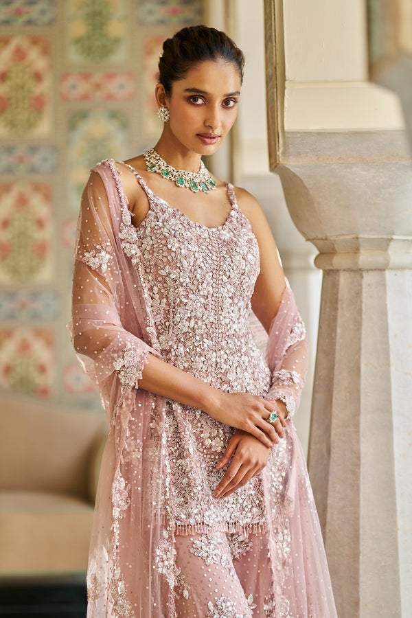 Mauve Sequin Sharara Set Details