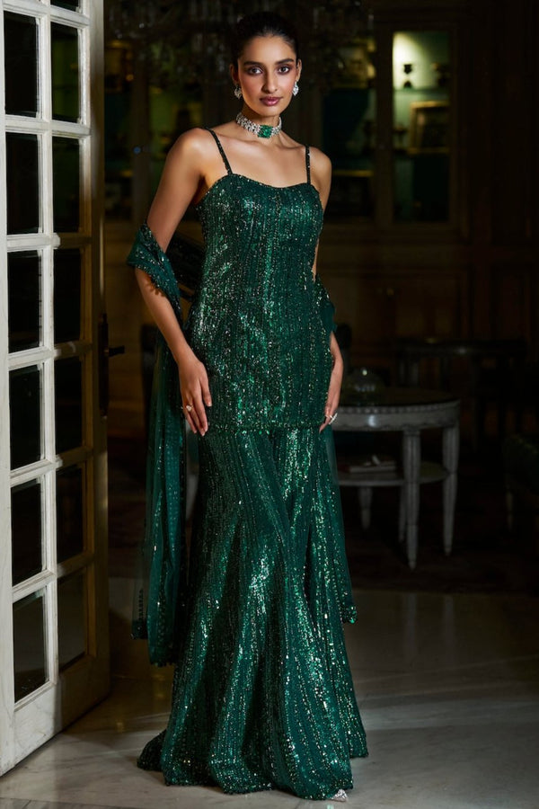 Emerald Green Sharara Set Full