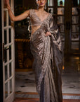 Coffee Brown Tissue Organza Saree - Ready to Ship