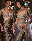 Coffee Brown Tissue Organza Saree - Ready to Ship