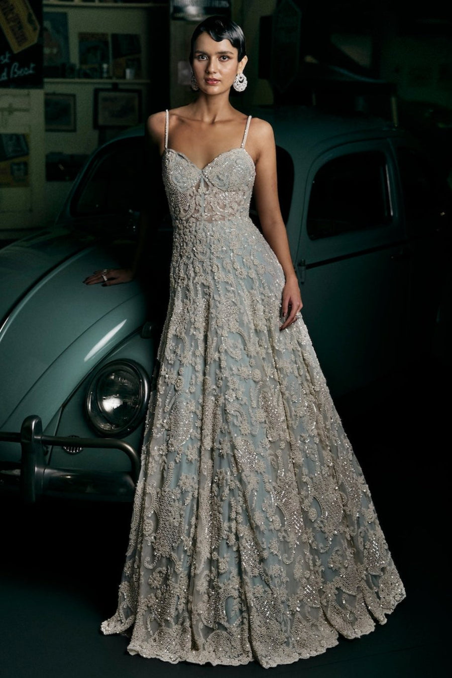 Powder Blue Pearl Gown - Ready to Ship
