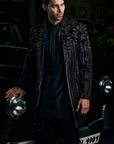 Black Abstract Open Sherwani Set