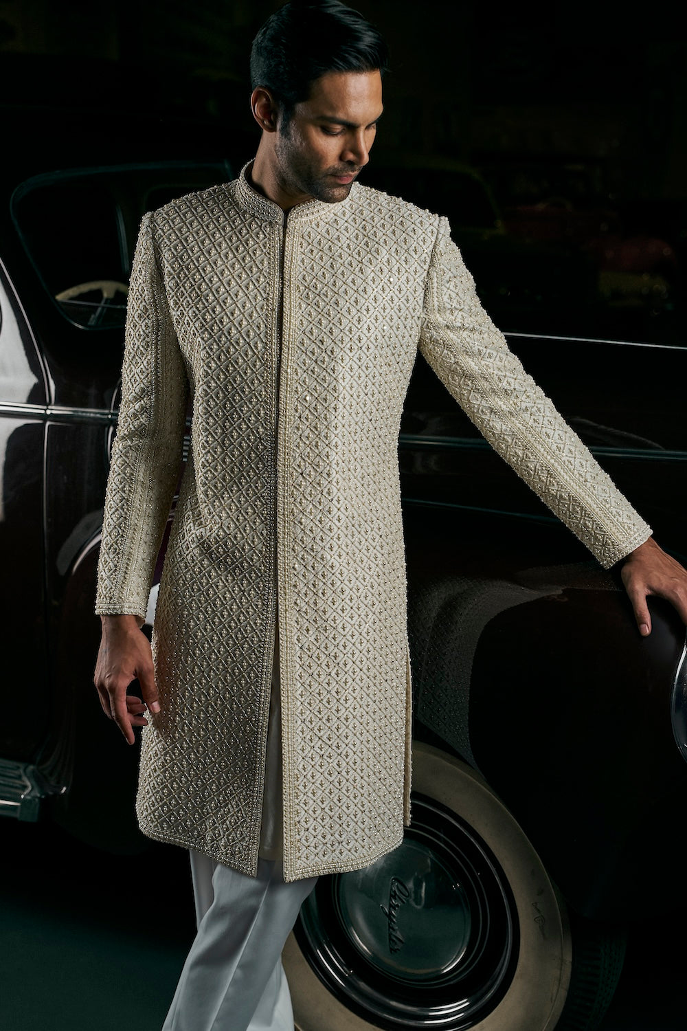 Ivory Pearl Sherwani Set - Ready to Ship