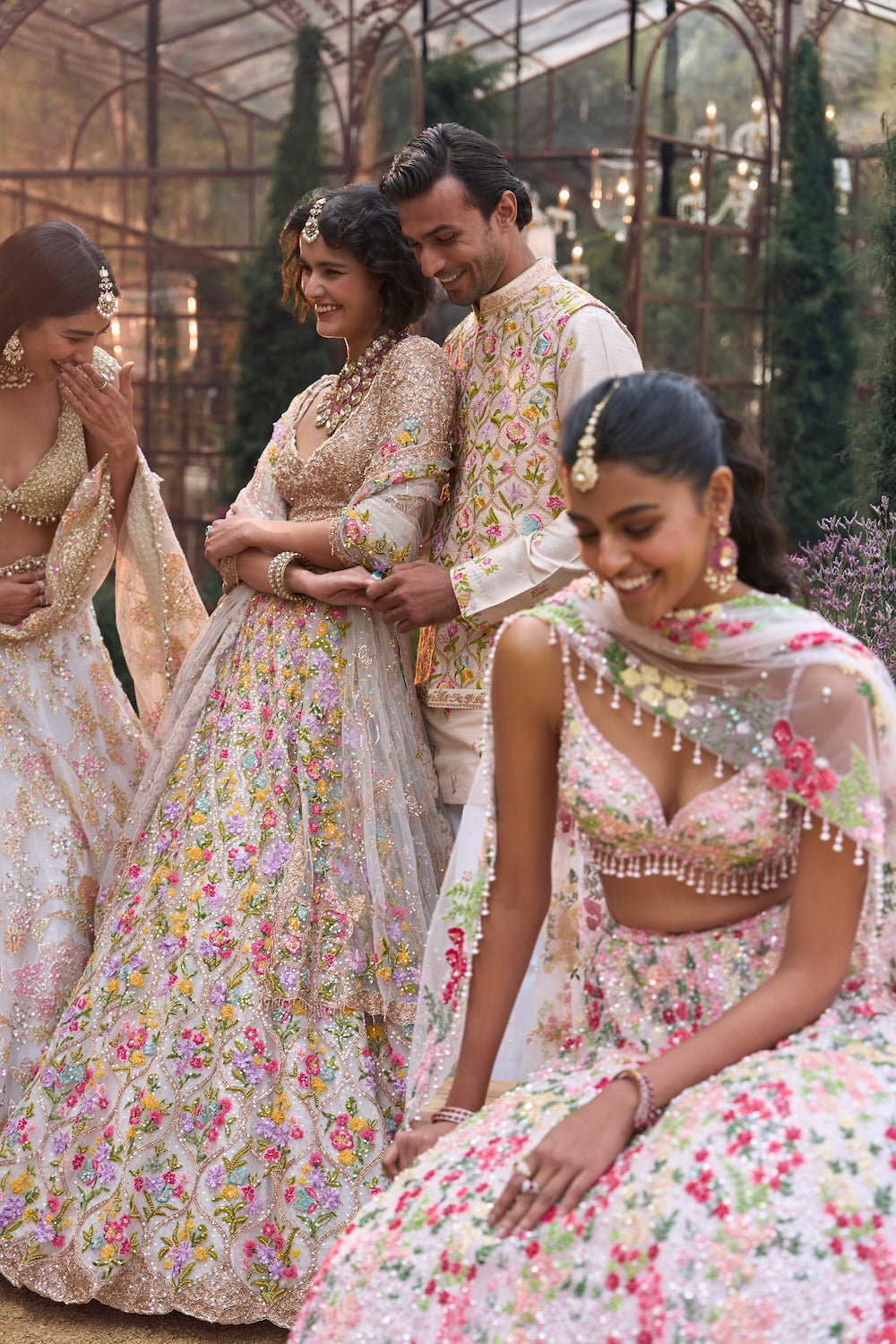 Multi-Coloured Floral Lehenga Set