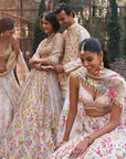 Multi-Coloured Floral Lehenga Set