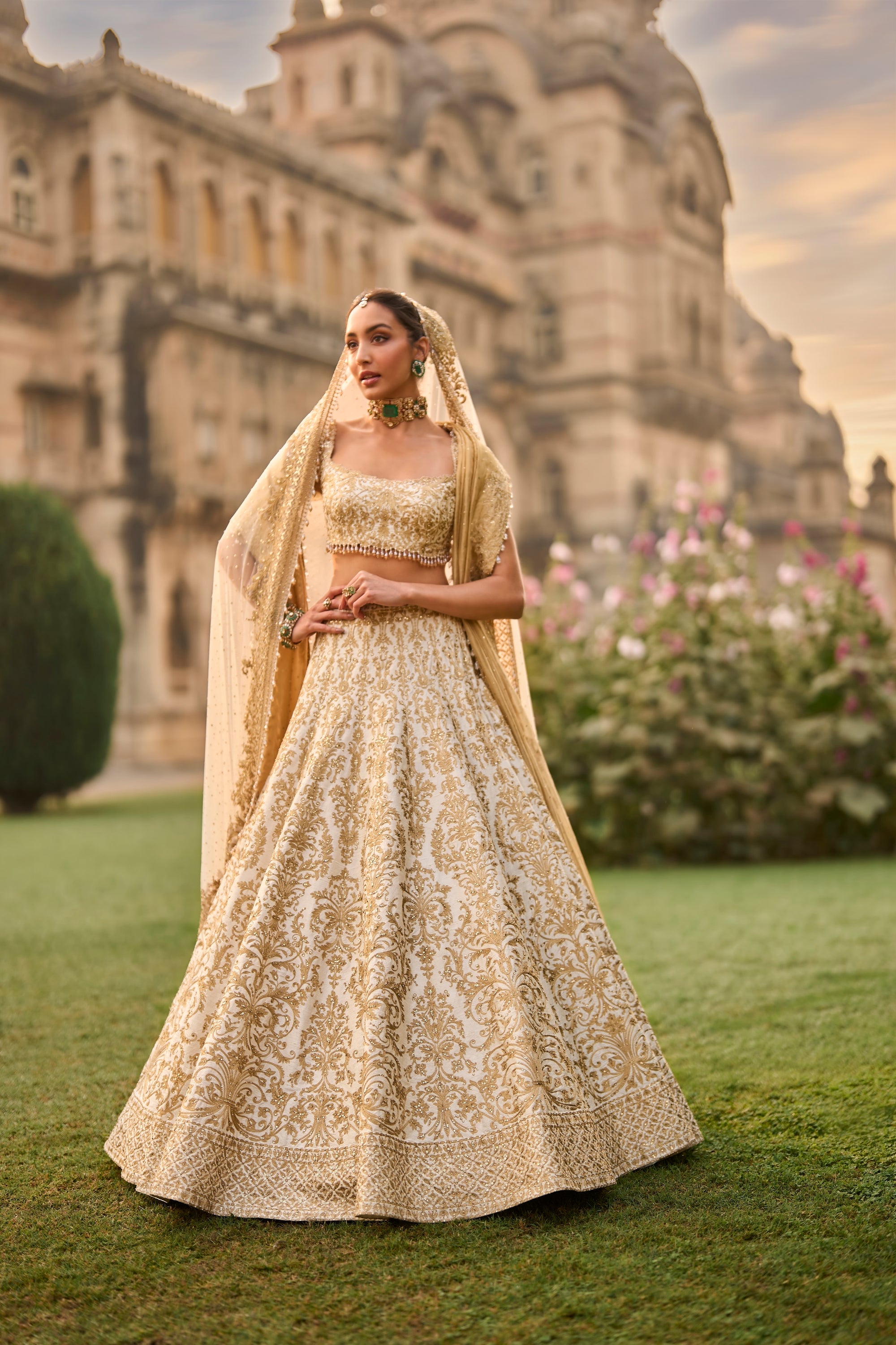 ivory wedding dress indian Ivory Bridal Lehengas - Timeless Elegance