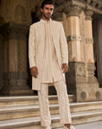 Beige Pearl Open Sherwani Set