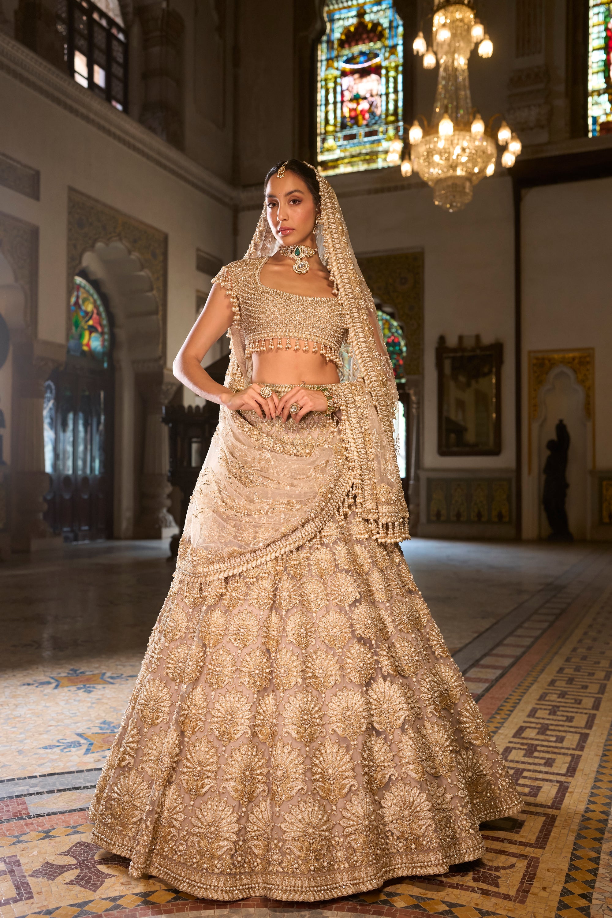 Champagne Pearl Lehenga Set
