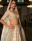 Ivory Sage Zardosi Lehenga Set