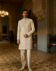Nude Geometric Sherwani Set