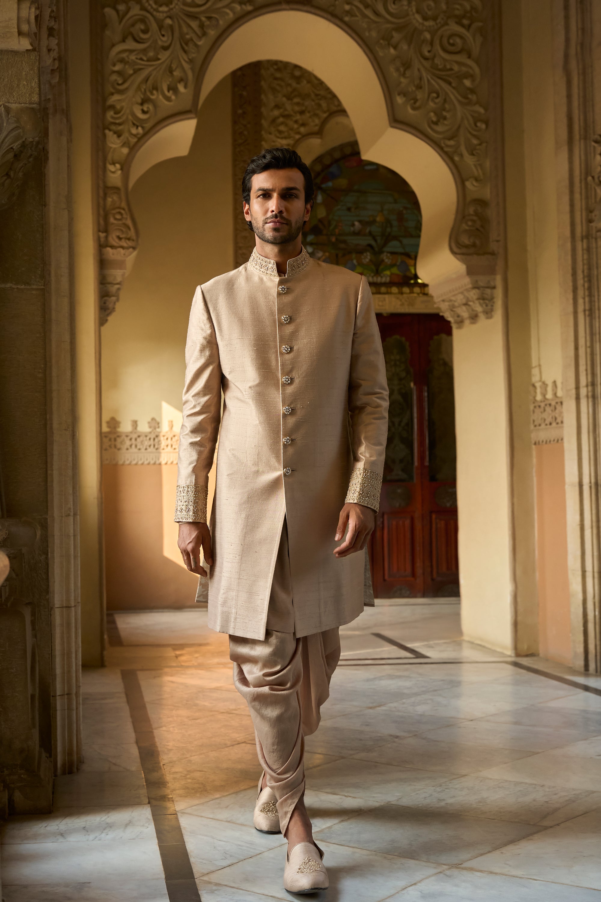Coffee Gold Sherwani Set