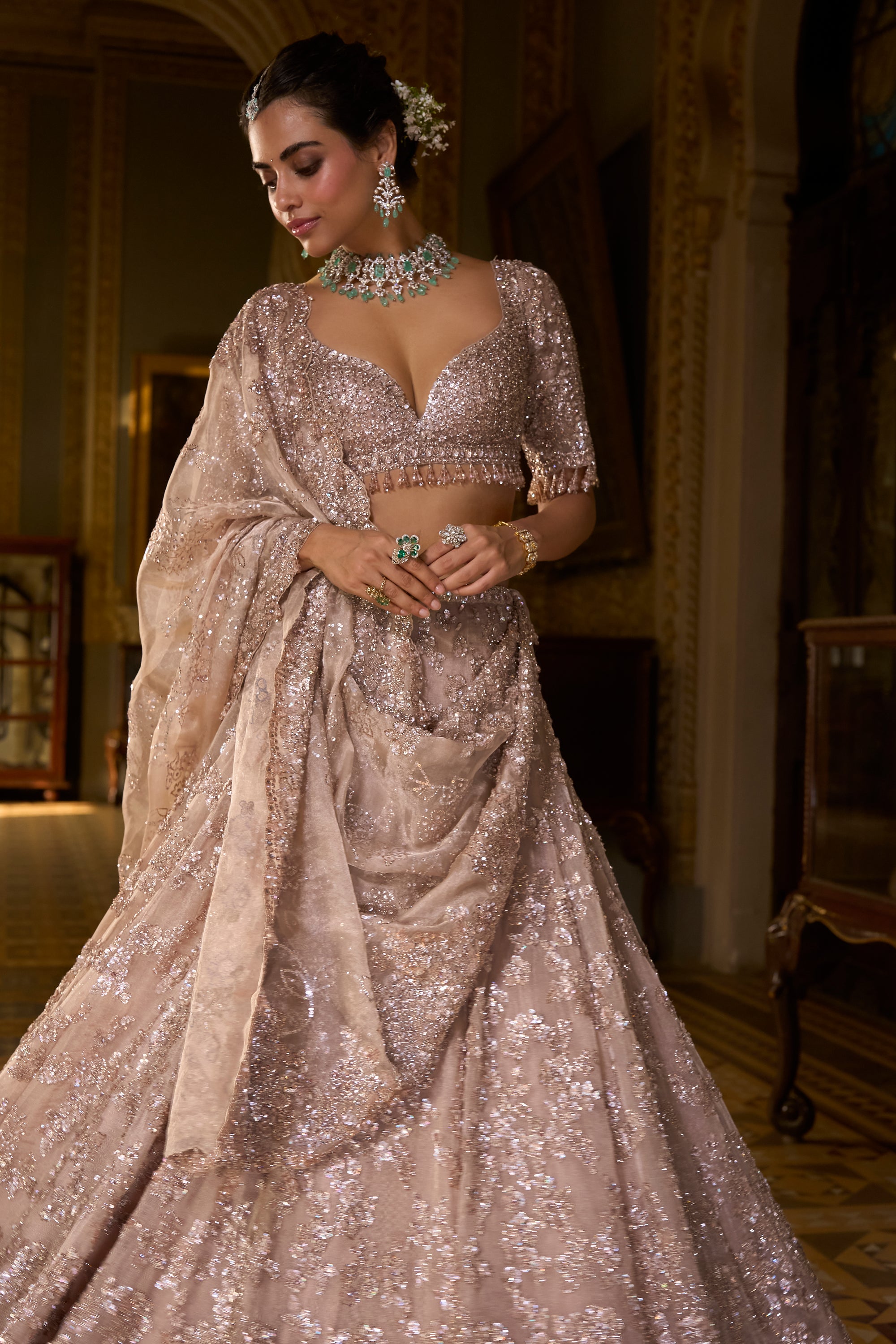 Powder Peach Lehenga Set