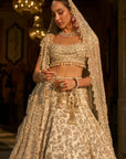 Ivory Gold Floral Zardosi Lehenga Set