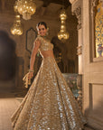 Gold Mirror Work Lehenga Set