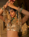 Gold Mirror Work Lehenga Set