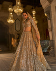 Gold Mirror Work Lehenga Set
