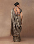 Soft Beige - Black Saree Set | Muraqqa