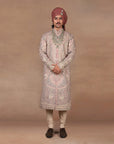Soft Pink Jamawar Sherwani Set | Muraqqa