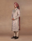 Soft Pink Jamawar Sherwani Set | Muraqqa
