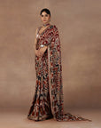Taupe - Multihued Ikat Saree Set