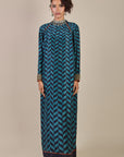 Teal Blue Chevron Kaftan