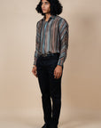 Turquoise - Brown Chevron Shirt