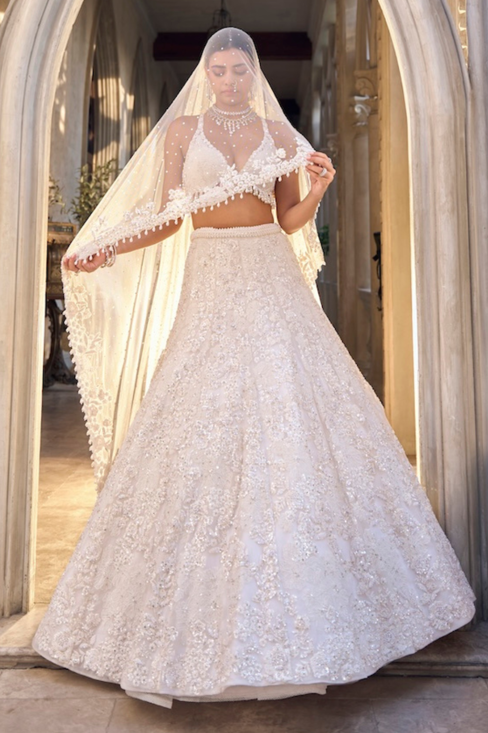 Ivory Floral Lehenga Set - Ready to Ship