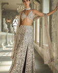 Ash Grey & Silver Skirt Set