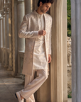 Light Beige Open Sherwani Set