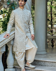 Champagne Paisley Sherwani Set - Ready to Ship
